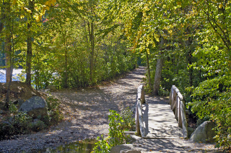 The bridge between the upper and lower leach ponds in Borderland State Park