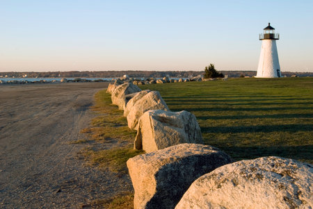 Ned's Point lighthouse in Mattapoisett, Massachusettsの写真素材