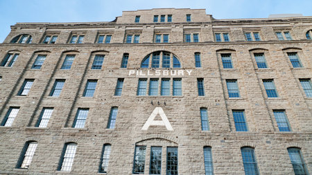 Historic Pillsbury flour mill on Mississippi River in Minneapolis