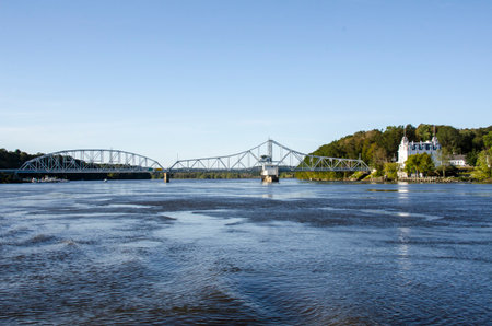 East Haddam Swing Bridge over the Connecticut River has the reputation for being the longest swing bridge in the worldの写真素材