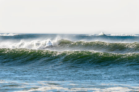 Swell pushing into Buzzards Bay in Westport, Massachusetts producing good-sized waves