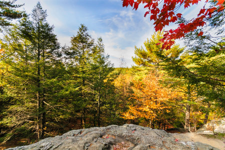 Fall foliage from rocky high point at Purgatory Chasmの写真素材