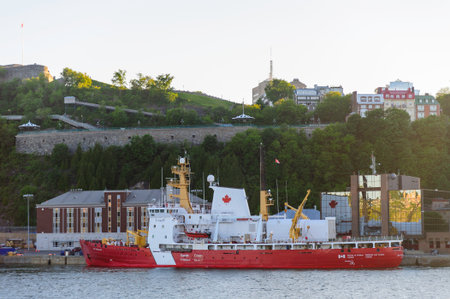 Quebec City, Canada - June 13, 2010: Icebreaker CCGS Des Groseilliers moored at Quebec City on St. Lawrence Riverのeditorial素材