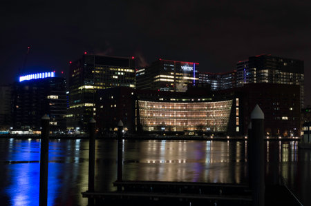 South Boston, Massachusetts, USA - January 19, 2017: Buildings along Harborwalk in early morning South Bostonのeditorial素材