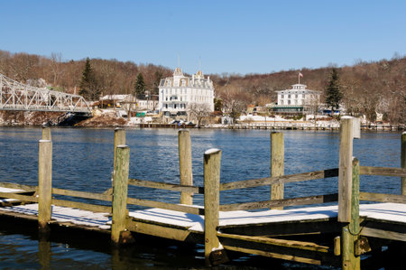 East Haddam, Connecticut, USA -- February 24, 2008: Goodspeed Opera House across the Connecticut Riverのeditorial素材