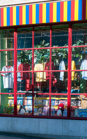 Boston, Massachusetts, USA - March 9, 2008: Colorful retail display on a late winter morningのeditorial素材