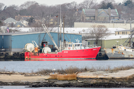 New Bedford, Massachusetts, USA - December 11, 2017: Fishing vessel Mary K unloading in New Bedford harborのeditorial素材