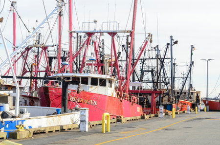 New Bedford, Massachusetts, USA - December 26, 2017: Thicket of fishing boats docked in New Bedford harborのeditorial素材
