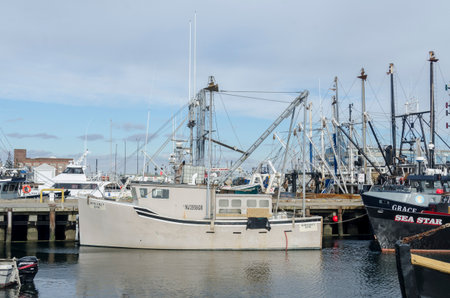 New Bedford, Massachusetts, USA - December 26, 2017: New Jersey-based fishing boat Somethin Else docked in New Bedford harborのeditorial素材