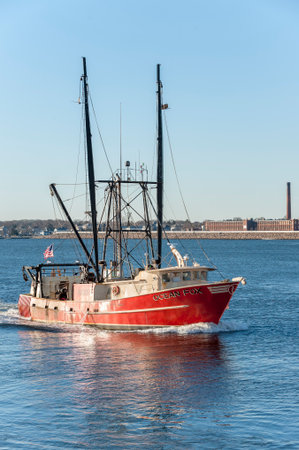 New Bedford, Massachusetts, USA - February 13, 2018: Commercial fishing boat Ocean Fox, hailing port...