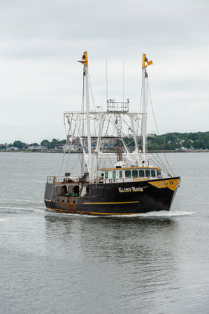 New Bedford, Massachusetts, USA - June 26, 2019: Commercial fishing vessel Kathy Rose, hailing port...
