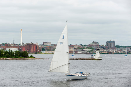 Fairhaven, Massachusetts, USA - June 26, 2019: Sailboat Sea Swell, hailing port Somerset,...