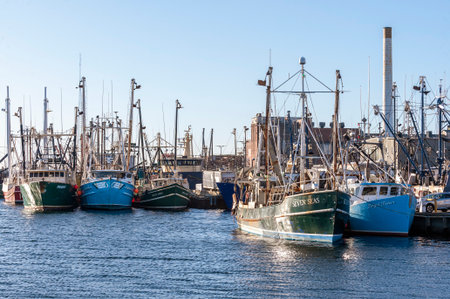 New Bedford, Massachusetts, USA - November 30, 2019: Commercial fishing boats Prowess, Relentless,...
