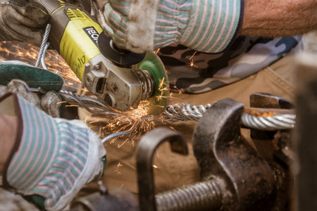 New Bedford, Massachusetts, USA â September 28, 2019: Wire rope splicing demonstration at the Big Boats Little Boats Festival at the New Bedford Fishing Heritage Centerのeditorial素材