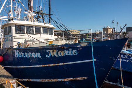 New Bedford, Massachusetts, USA â€“ September 28, 2019: Scalloper Norreen Marie, hailing port...