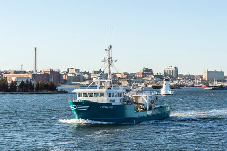 New Bedford, Massachusetts, USA - January 20, 2020: Commercial fishing boat Starlight, hailing port...
