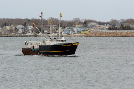 New Bedford, Massachusetts, USA - March 21, 2018: Fishing vessel Nordic Pride returning to New Bedford in advance of an oncoming nor'easterのeditorial素材
