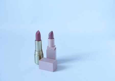 Lipsticks isolated on white background. pink lipstick. Lipstick makeup.の写真素材