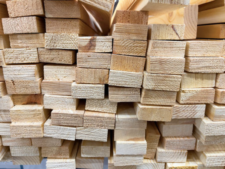 Wood paneling, close-up. Construction store.