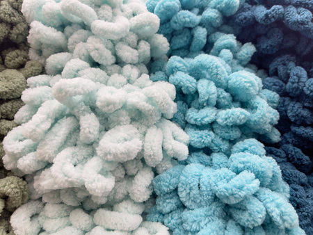Knitted wool texture background close up. Colorful knitted fabricの写真素材