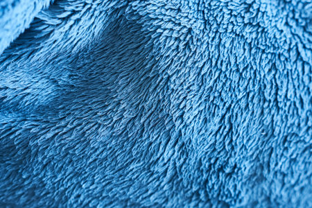 Blue faux fur texture background. Close-up of blue faux fur texture background.の写真素材