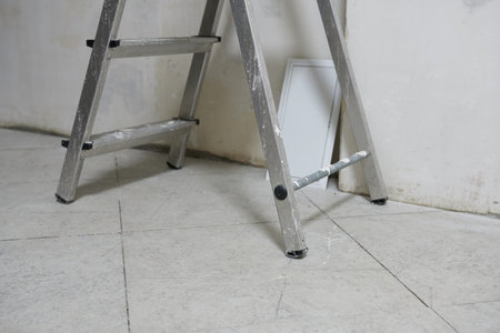 Ladder in the room, repair of the room, remodeling