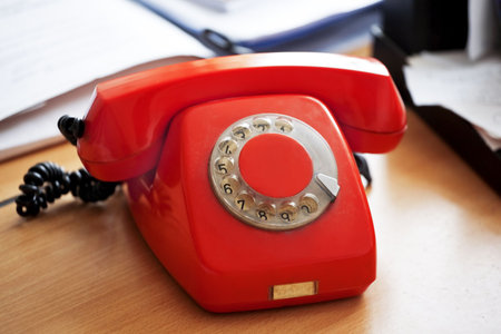 Old phone in the officeの写真素材