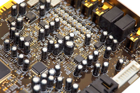 The printed circuit sound card above