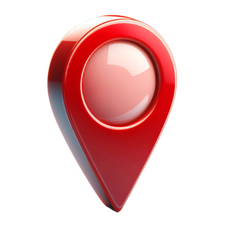 Red map pointer isolated on white background. 3d render image.の素材
