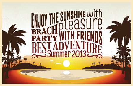 Retro Vintage Summer Poster Design with Typographyのイラスト素材