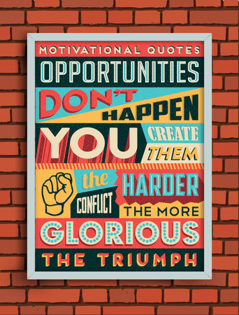 Colorful Retro Vintage Motivational Quote Poster with Calligraphic and Typographic Elementsのイラスト素材