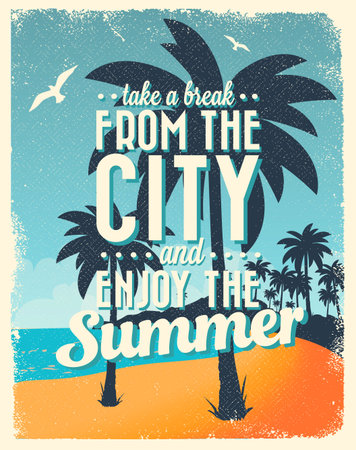 Retro Vintage Summer Poster Design with Typographyのイラスト素材