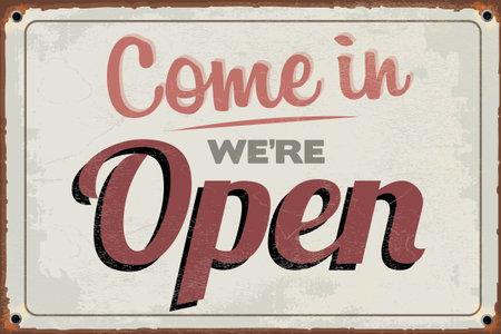 Retro Vintage Open Sign with Grunge Effectのイラスト素材