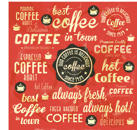 Retro Coffee Badges and Labels Collection  For High Quality Graphic Projectsのイラスト素材