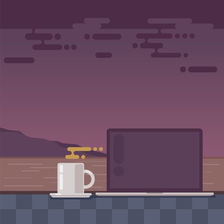 Afternoon break in beach concept with flat designのイラスト素材