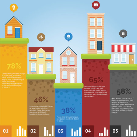 City infographic chart with flat design and bright colorのイラスト素材