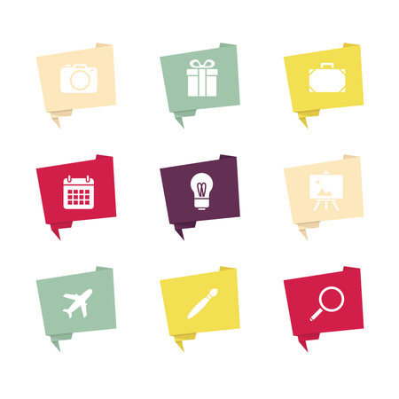 retro speech bubble with origami style and iconのイラスト素材