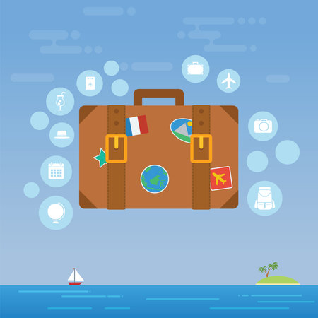 Lets going on vacation around the worldのイラスト素材