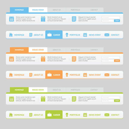 Flat Navigation Bar with variation color and iconのイラスト素材