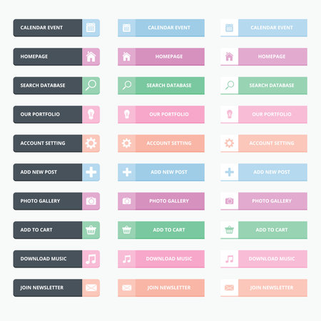 Web Button Flat with pastel smooth colorのイラスト素材