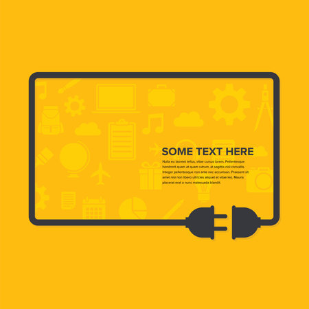 Cable concept with plug and socket in yellow backgroundのイラスト素材