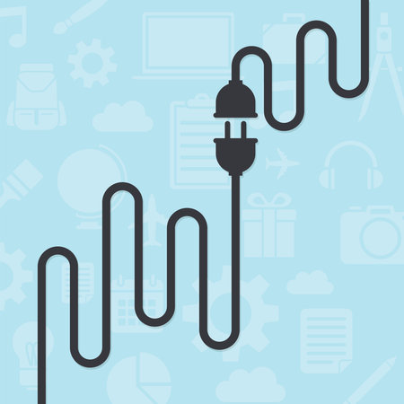 Cable concept with plug and socket in blue backgroundのイラスト素材