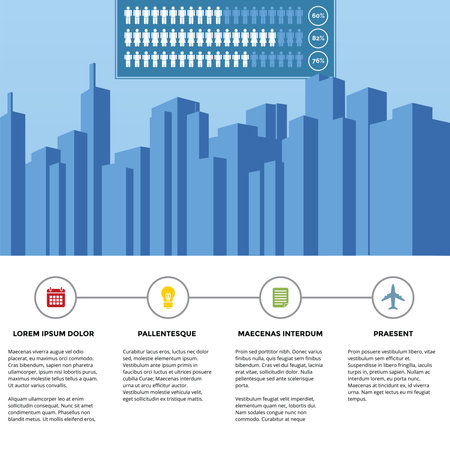 Horizontal infographic timeline with city in the topのイラスト素材