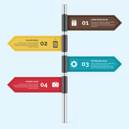 Infographic with vintage road sign arrow symbol with variation colorのイラスト素材