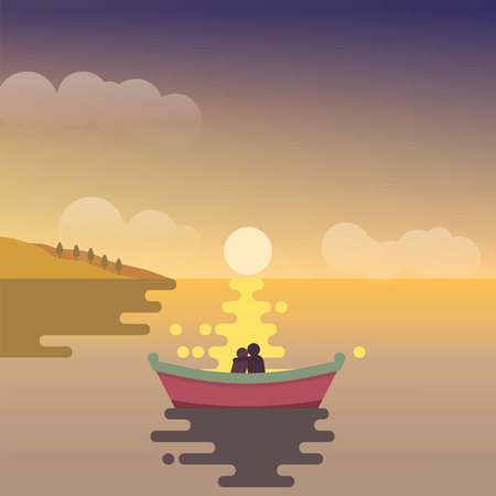 A couple inside a ship in the afternoonのイラスト素材