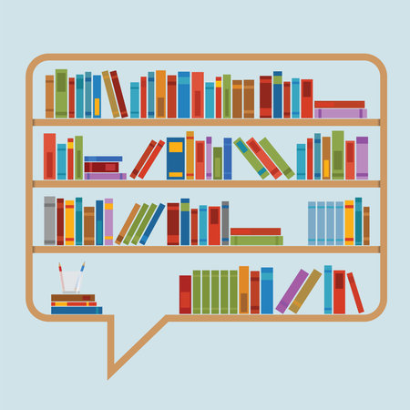 Book inside speech bubble shelf hanging on the wallのイラスト素材
