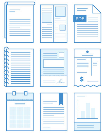 Paper document concept with variation and blue colorのイラスト素材
