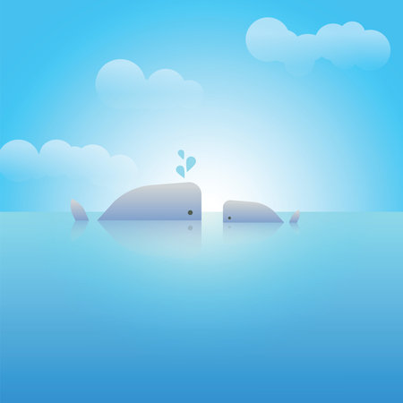 Two whale having conversation in the middle of seaのイラスト素材