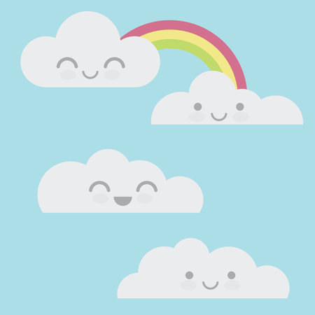 Few cloud in the sky with face expressionのイラスト素材