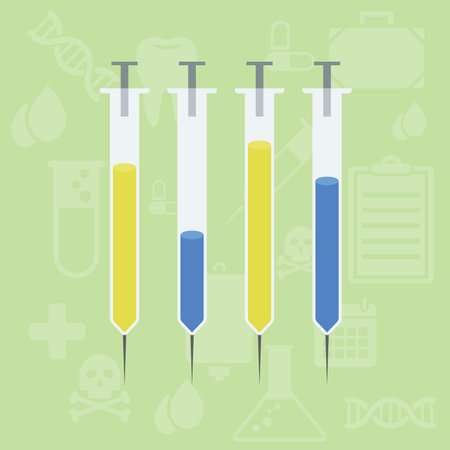 Vertical Syringe Bar Chart Graphic with healthcare backgroundのイラスト素材